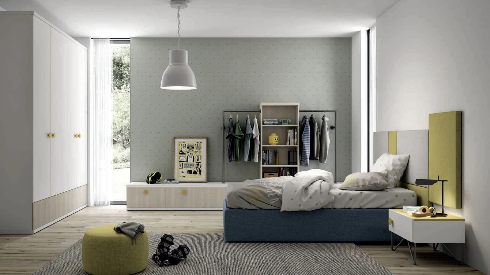 Cameretta componibile Space 007 in laccato e melaminico di Spagnol Mobili