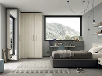 Cameretta componibile Space 009 in melaminico con armadio angolare di Spagnol Mobili