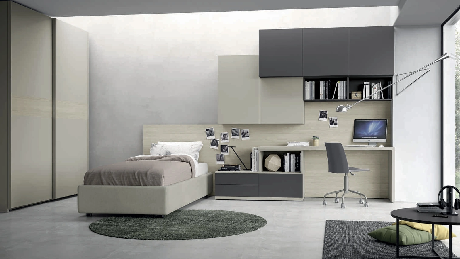 Cameretta componibile Space 017 in laccato opaco e melaminico di Spagnol Mobili