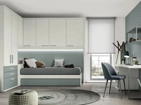 Cameretta a ponte con scrivania Space 019 in laccato opaco di Spagnol Mobili