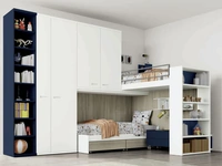 Cameretta a soppalco Space 022 in laccato opaco e melaminico di Spagnol Mobili