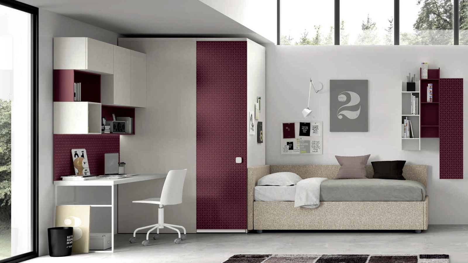 Cameretta componibile Space 026 con cabina armadio di Spagnol Mobili