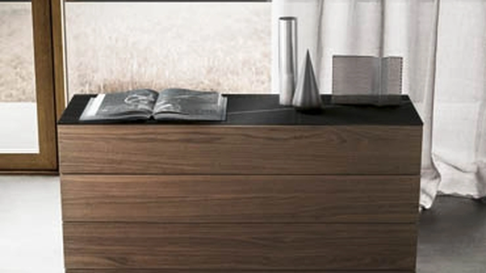 Comò Spazio in legno con 4 cassetti di Pianca