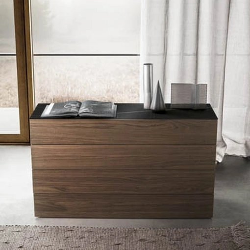 Comò Spazio in legno con 4 cassetti di Pianca