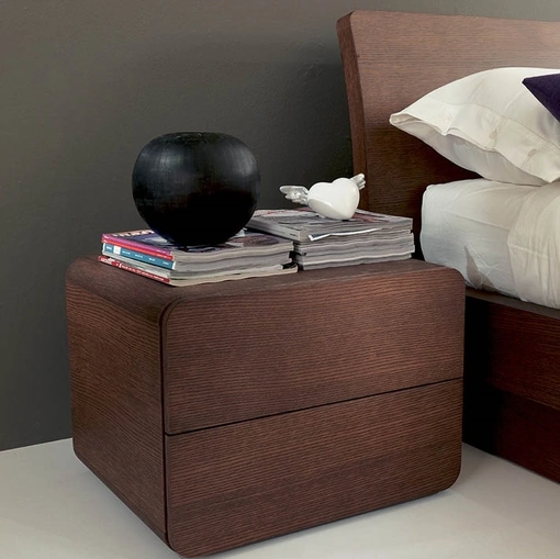 Comodino in legno a 2 cassetti con angoli arrotondati Icaro di Fimar