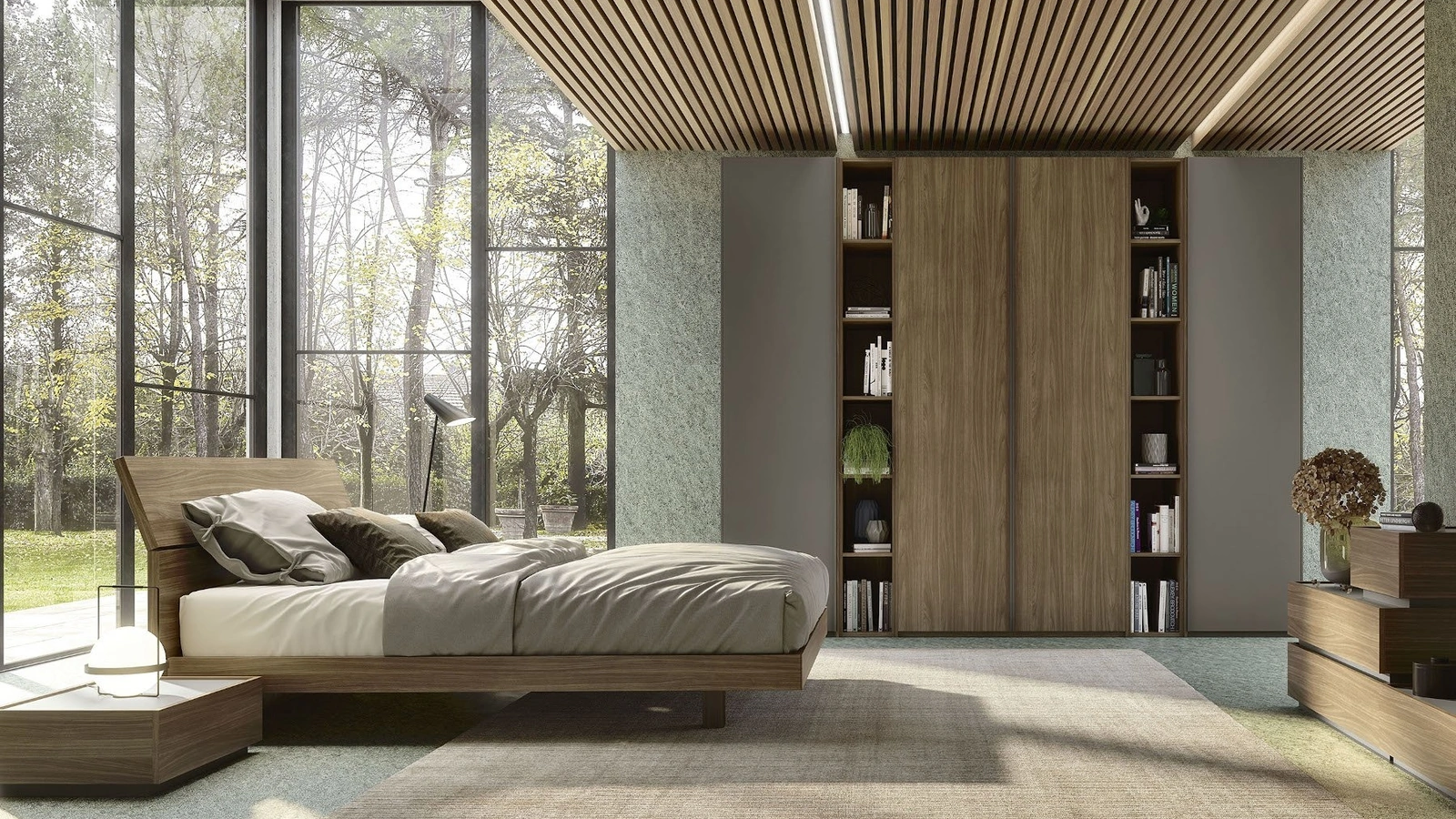 Cuby Gruppo Notte in finitura noce e laccato Grey Cuby 01 di S75