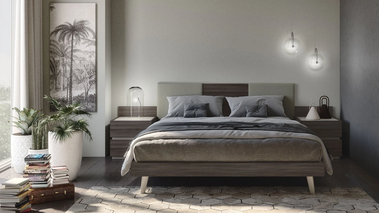 Comodino in finitura olmo e beige Cuby di S75