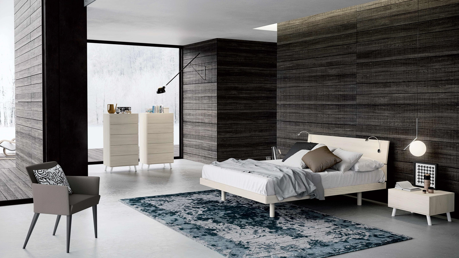 Gruppo Notte Teddy in melaminico finitura effetto legno di Spagnol Mobili