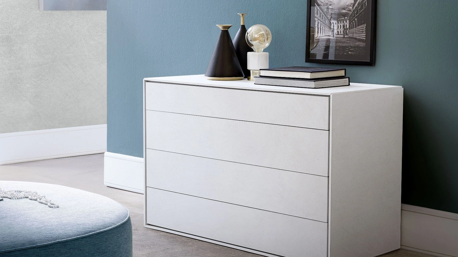 Comò Poker 10 finitura cemento bianco di S75