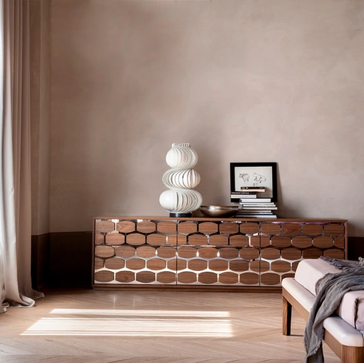 Comò Honey in legno massello su base a specchio di Tonin Casa