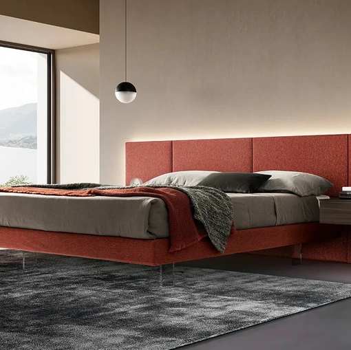 Letto Modula in tessuto con piedini trasparenti di Adok