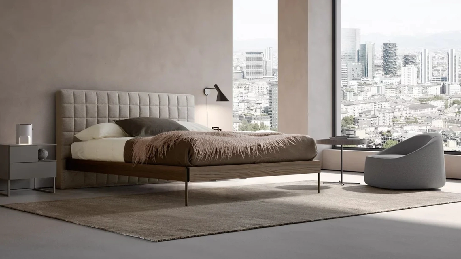 Letto matrimoniale con testiera Rubik di Adok