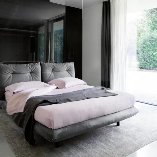 Letto Again in ecopelle nabuk di Noctis