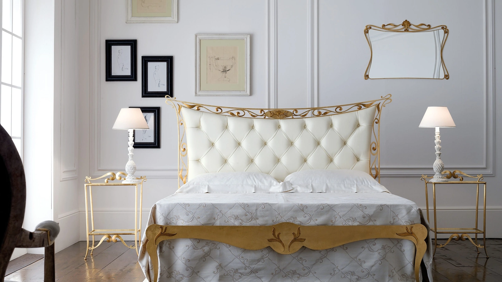 Letto Agata con testiera imbottita e trapuntata di Florentiabed