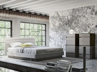 Letto in tessuto con testiera con luce a led Aurora di S75