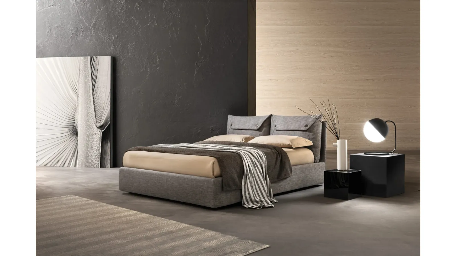 Letto in tessuto imbottito con testiera Case di Bside