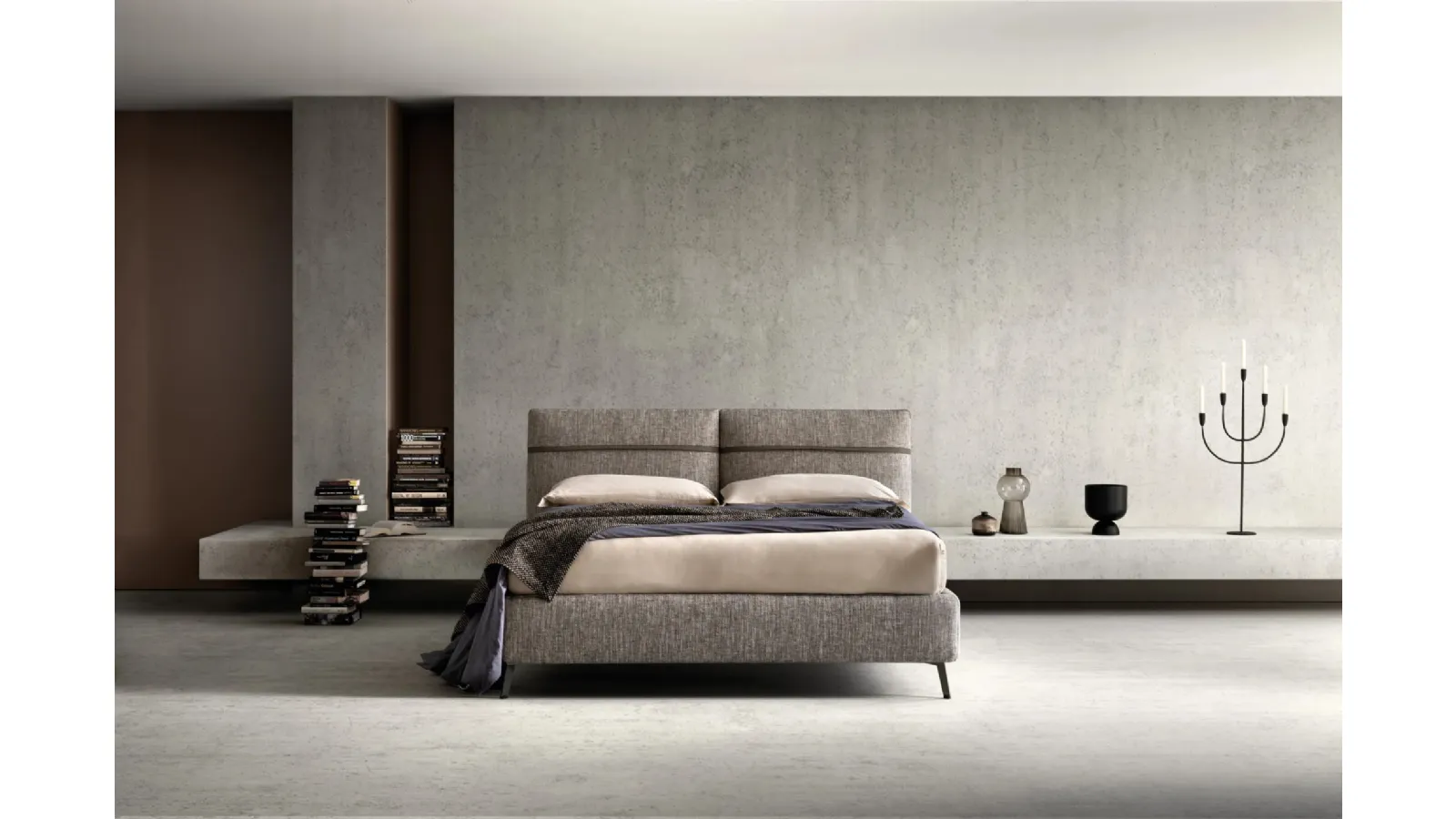 Letto matrimoniale in tessuto con testiera Chop di Bside