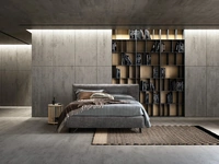 Letto in tessuto imbottito con testiera Cut di Bside