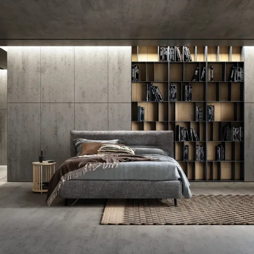 Letto in tessuto imbottito con testiera Cut di Bside