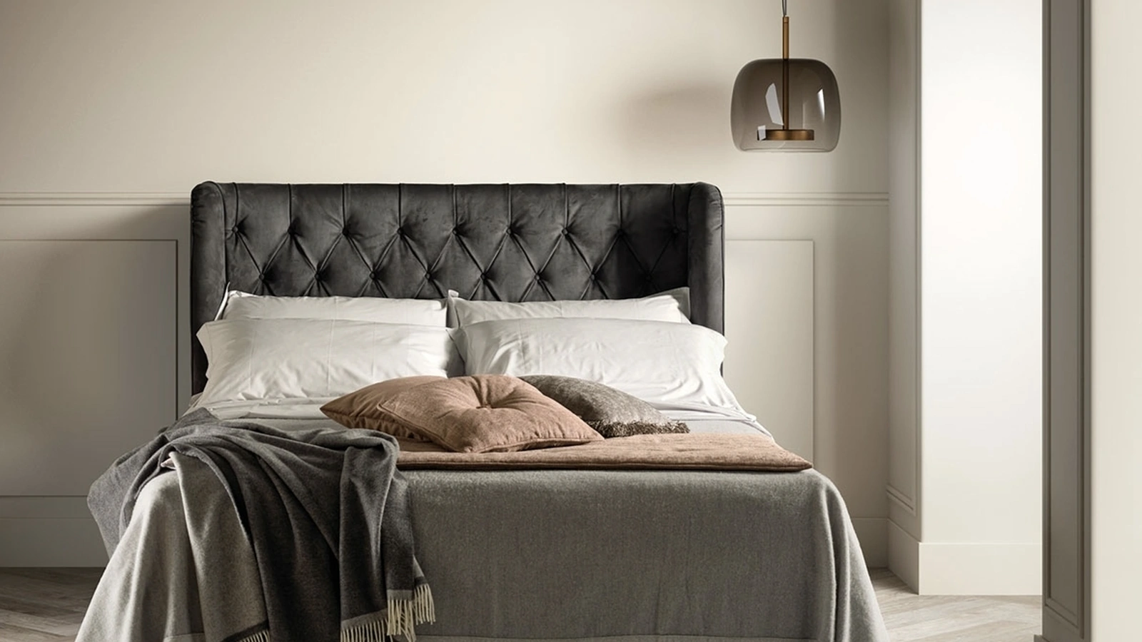 Letto in pelle con testiera Gem di Bside