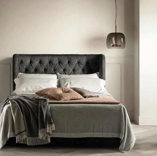 Letto in pelle con testiera Gem di Bside