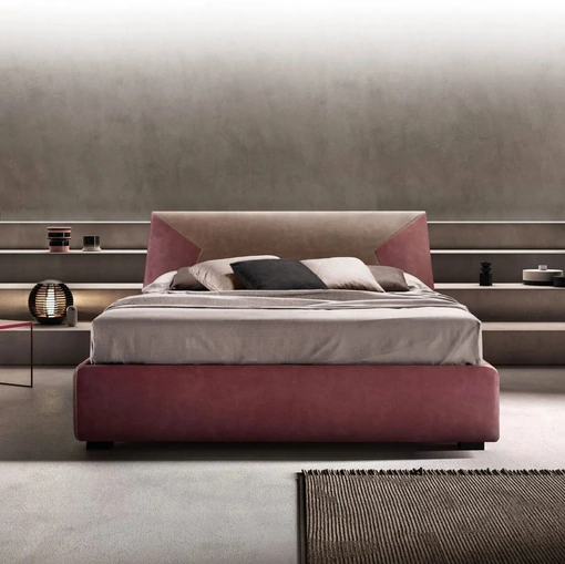 Letto in tessuto imbottito con testiera JS di Bside