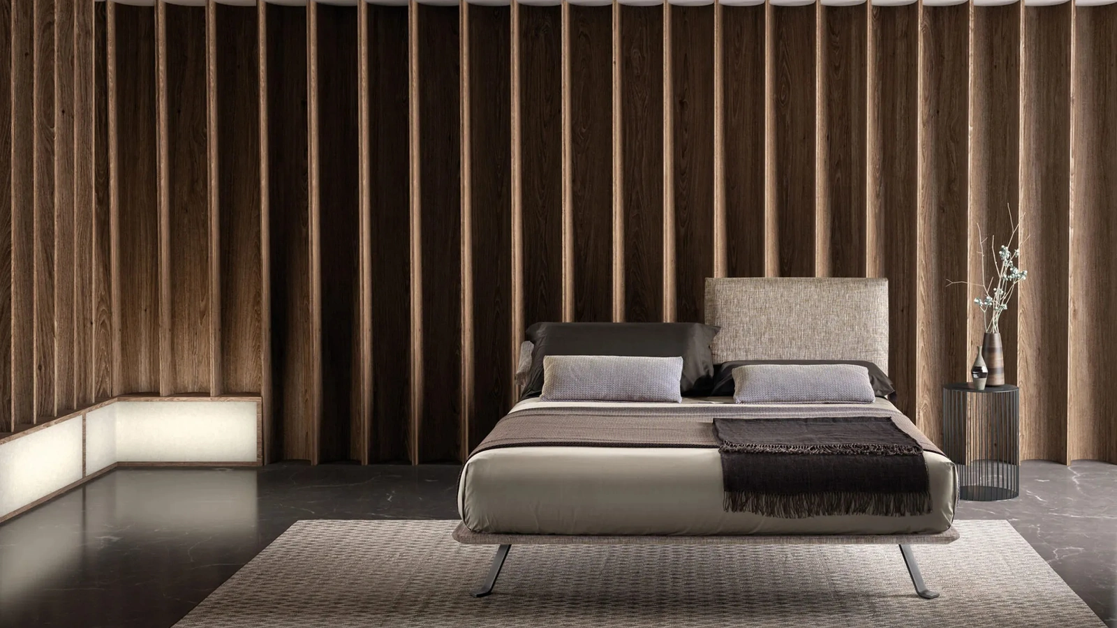 Letto in tessuto imbottito con testiera regolabile Just di Bside