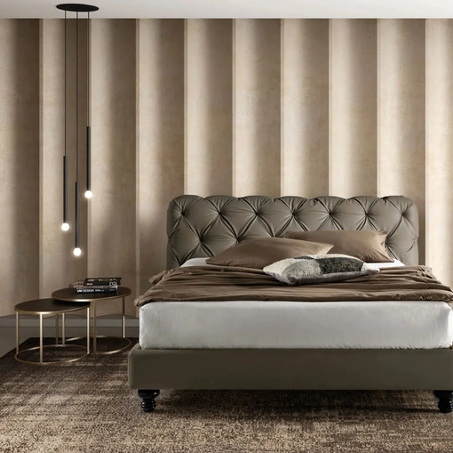 Letto imbottito in ecopelle con testiera trapuntata King di Bside