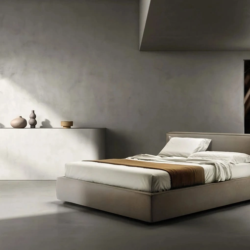 Letto in tessuto imbottito con testiera Relaxed di Bside