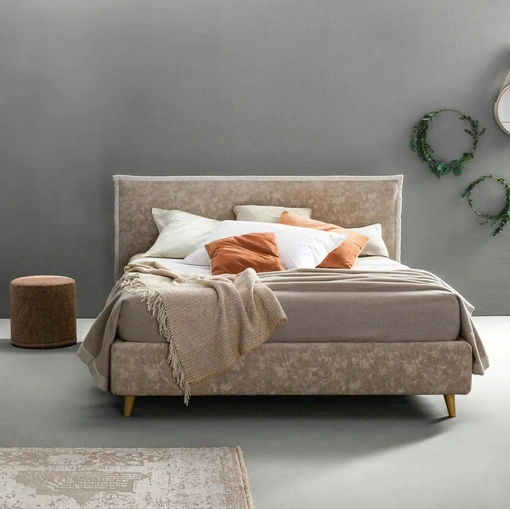Letto matrimoniale in tessuto con testiera Truss di Bside