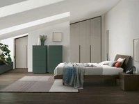 Letto con testiera Clio in legno rovere moka di Tomasella