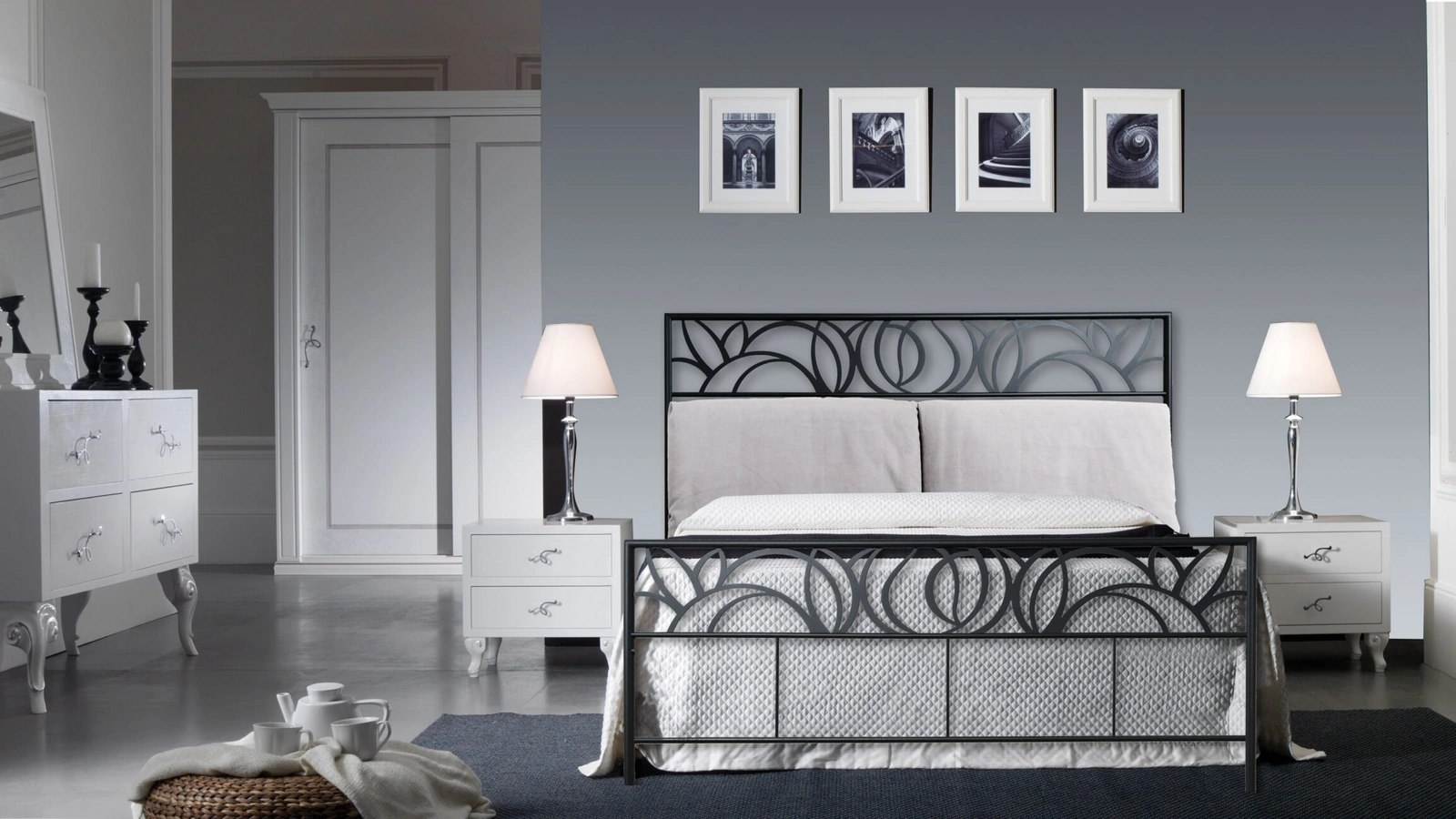 Letto Elise in tessuto imbottito e ferro battuto di Florentiabed