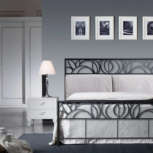 Letto Elise in tessuto imbottito e ferro battuto di Florentiabed
