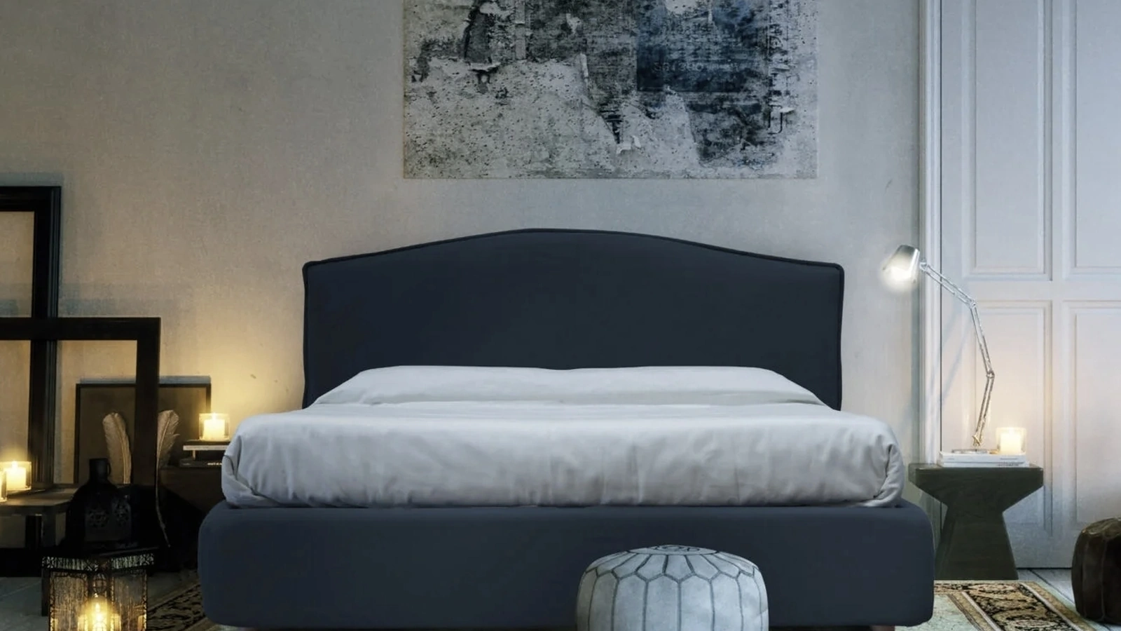 Letto in tessuto con testiera sagomata Volterra di Florentiabed