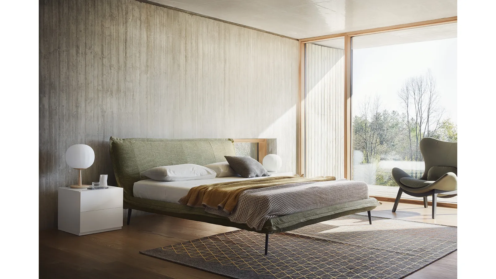 Letto in tessuto imbottito Fluff di Calligaris