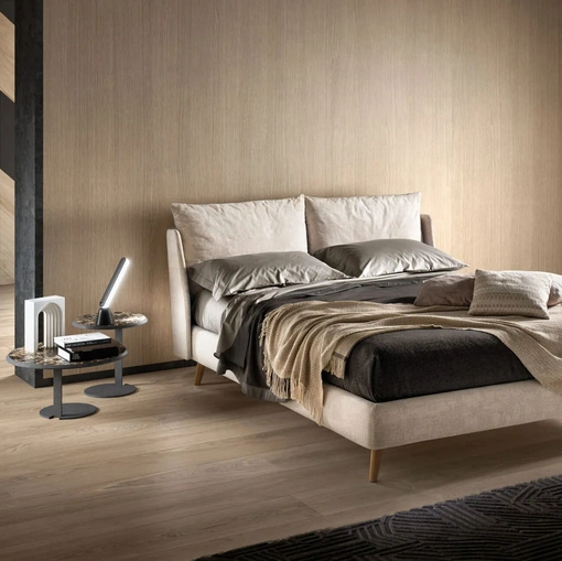 Letto moderno imbottito con testiera Fun Double di Bside