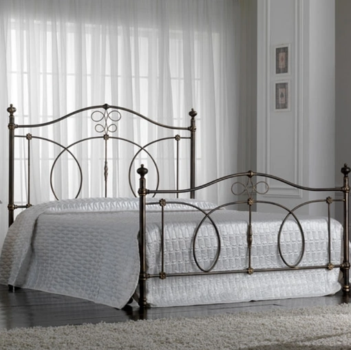 Letto matrimoniale in ferro battuto finitura Nero e Oro Giada di Florentiabed