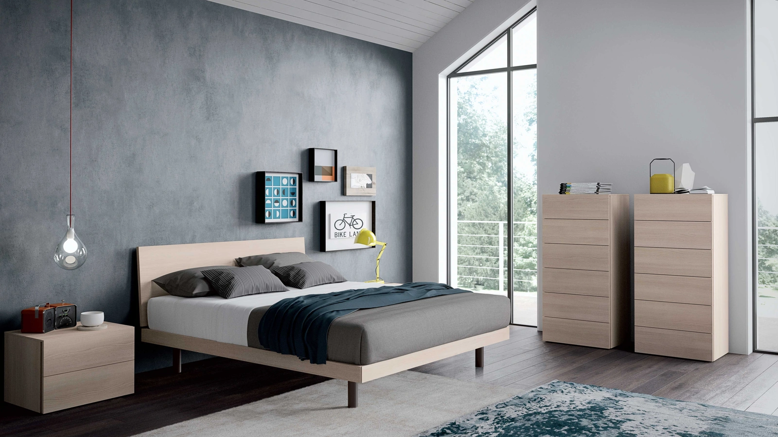 Letto dallo stile semplice e lineare con testiera Manu di Spagnol Mobili