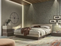 Letto con testiera illuminata a led in finitura beige e olmo dark Moon Led di S75
