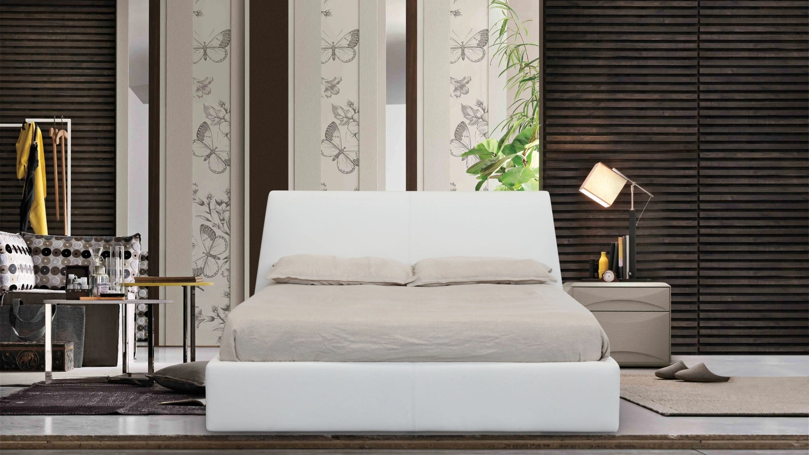 Letto in pelle Londra con contenitore di Nicoletti Home