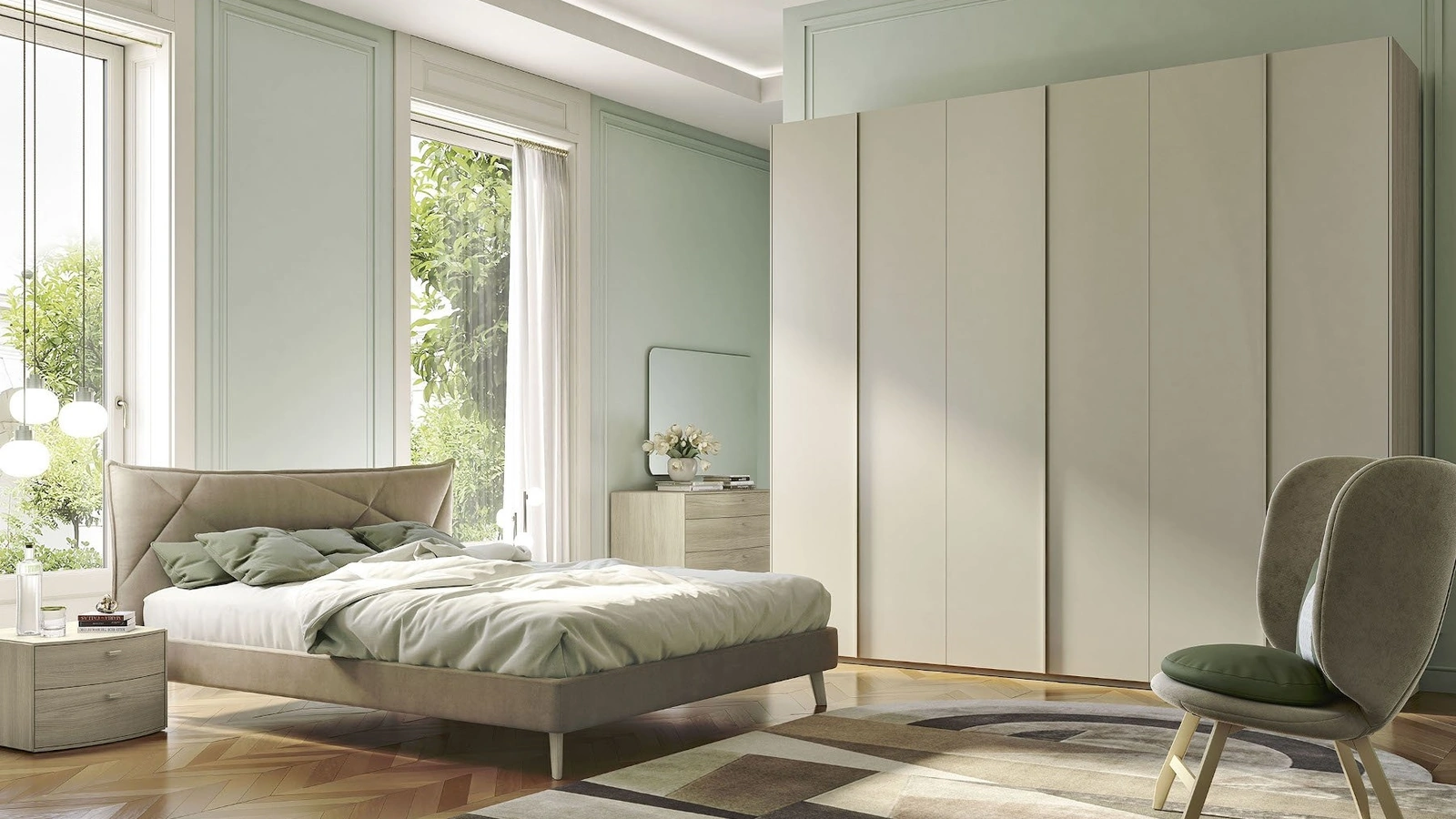 Letto imbottito con testiera trapuntata Planet di S75