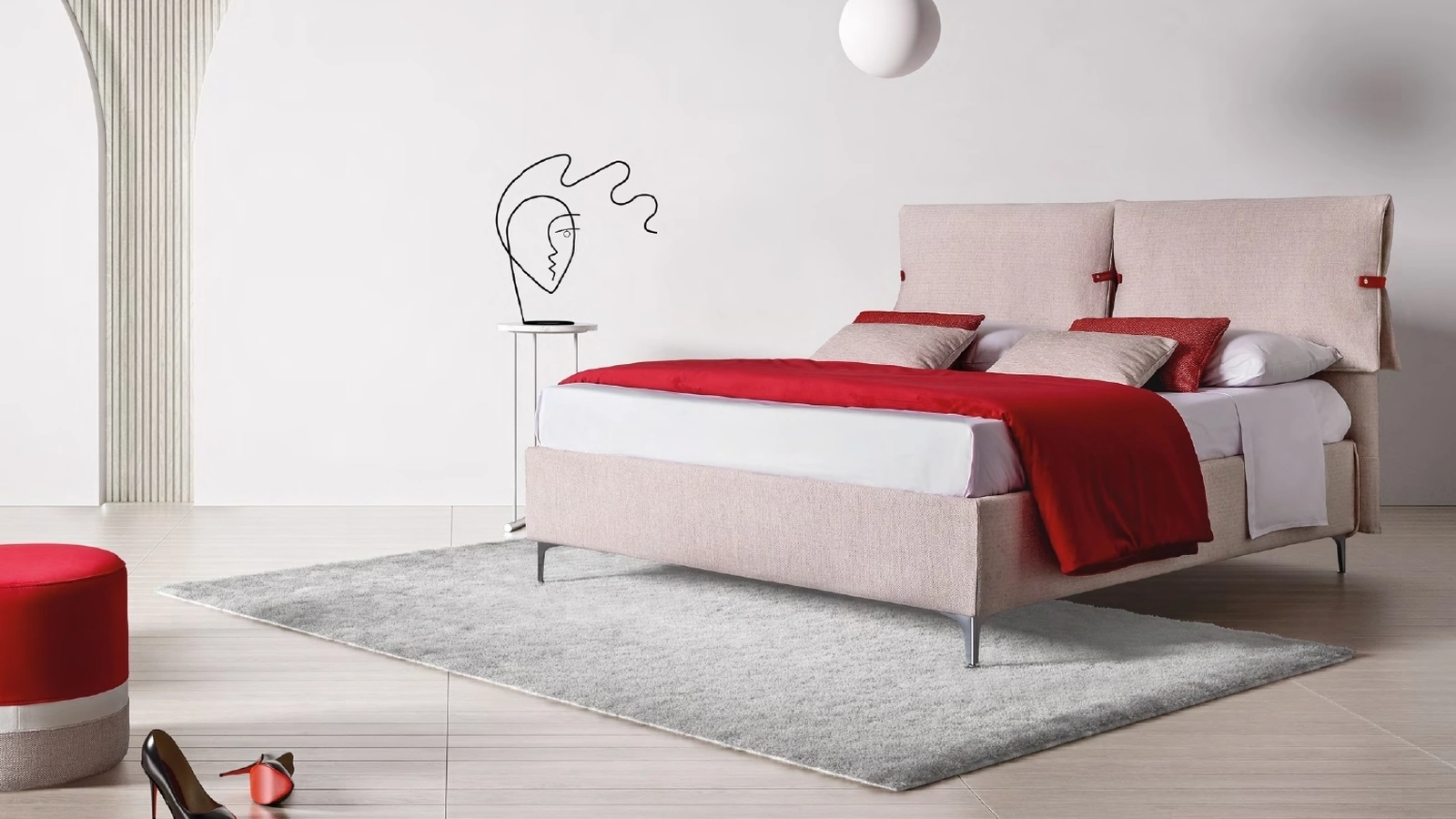 Letto matrimoniale in tessuto imbottito Primrose di Le Comfort