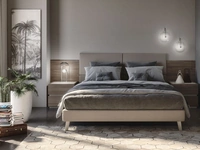 Letto in tessuto con testiera Jolly con 4 pannelli imbottiti di S75