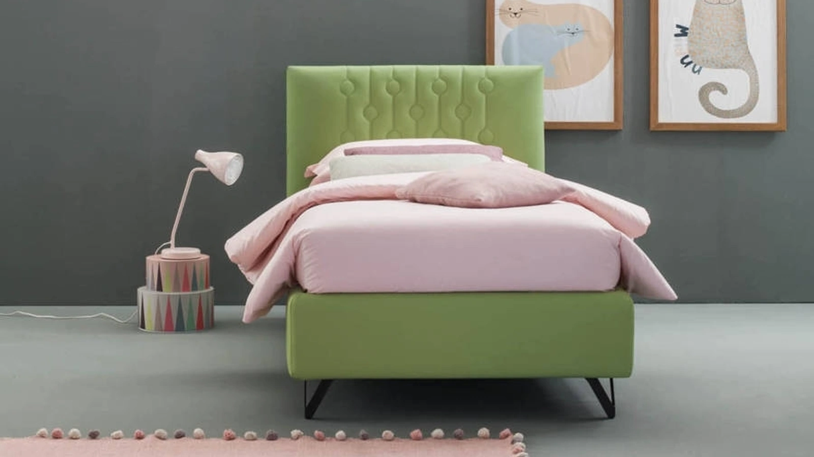 Letto singolo moderno in tessuto con testiera Loop di Bside