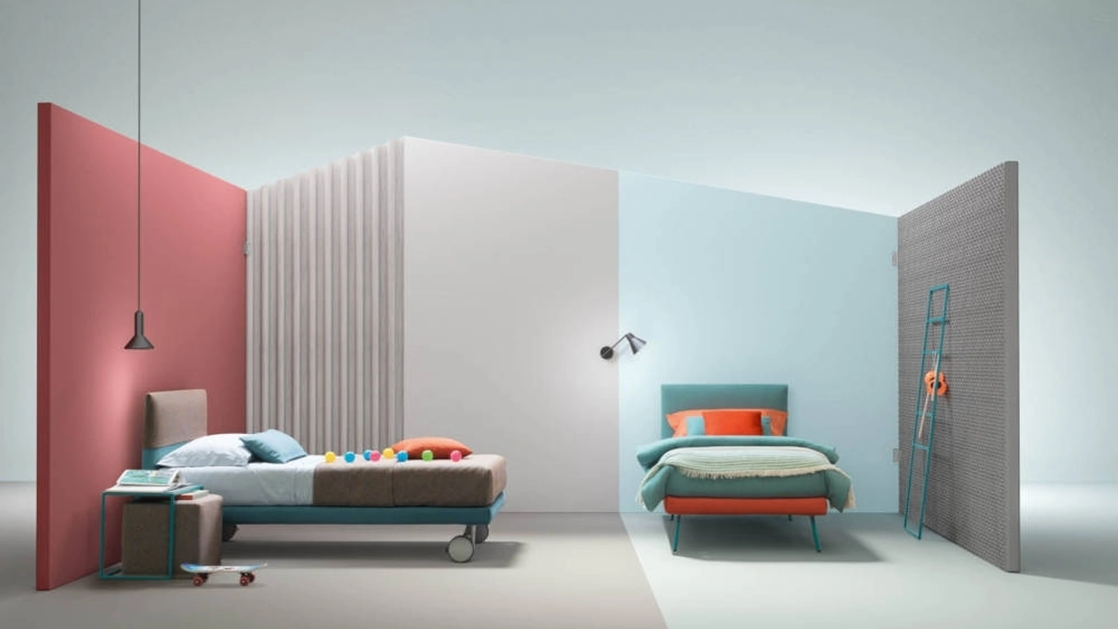 Letto singolo in tessuto con testiera Plain di Bside