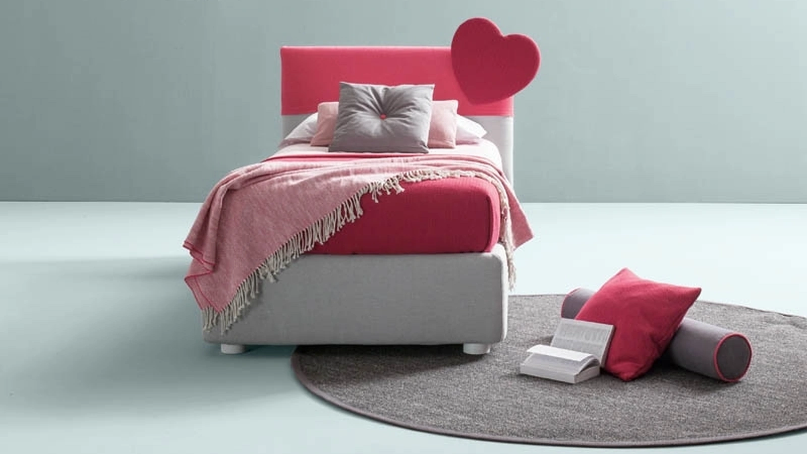 Letto singolo in tessuto con testiera con cuore Plain di Bside