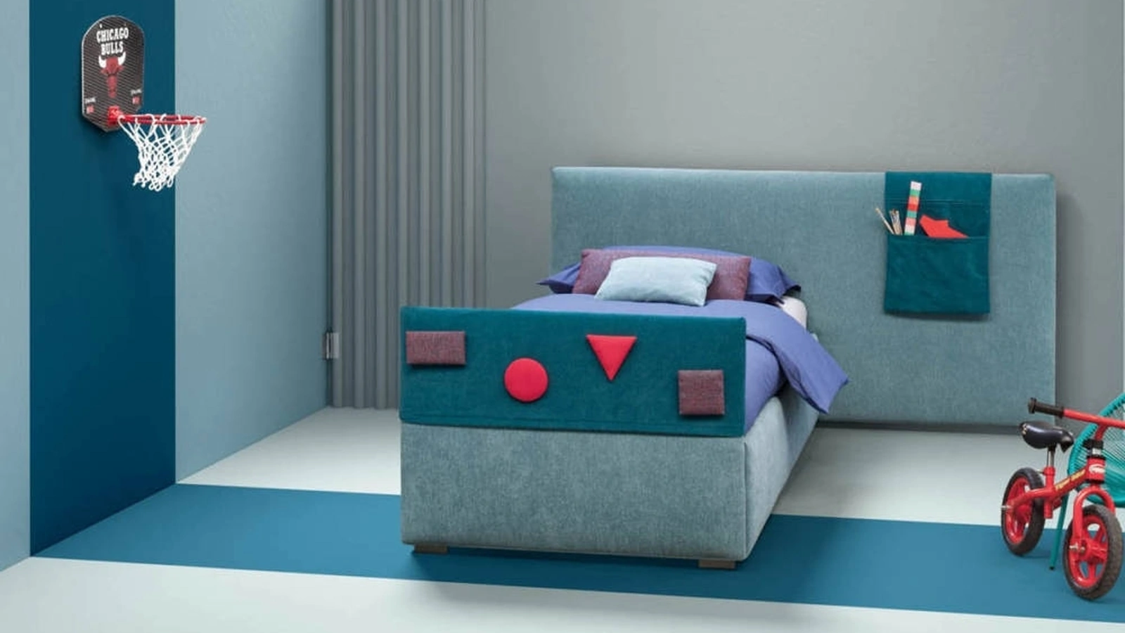 Letto singolo in tessuto con testiera e decorazioni Plain di Bside