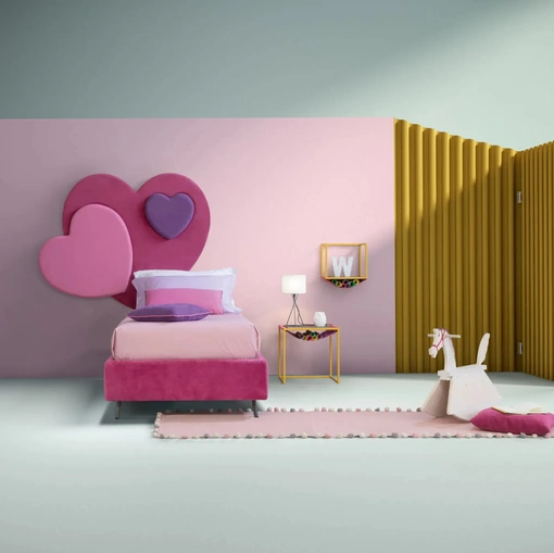 Letto moderno singolo con testiera a forma di cuore Sweet di Bside