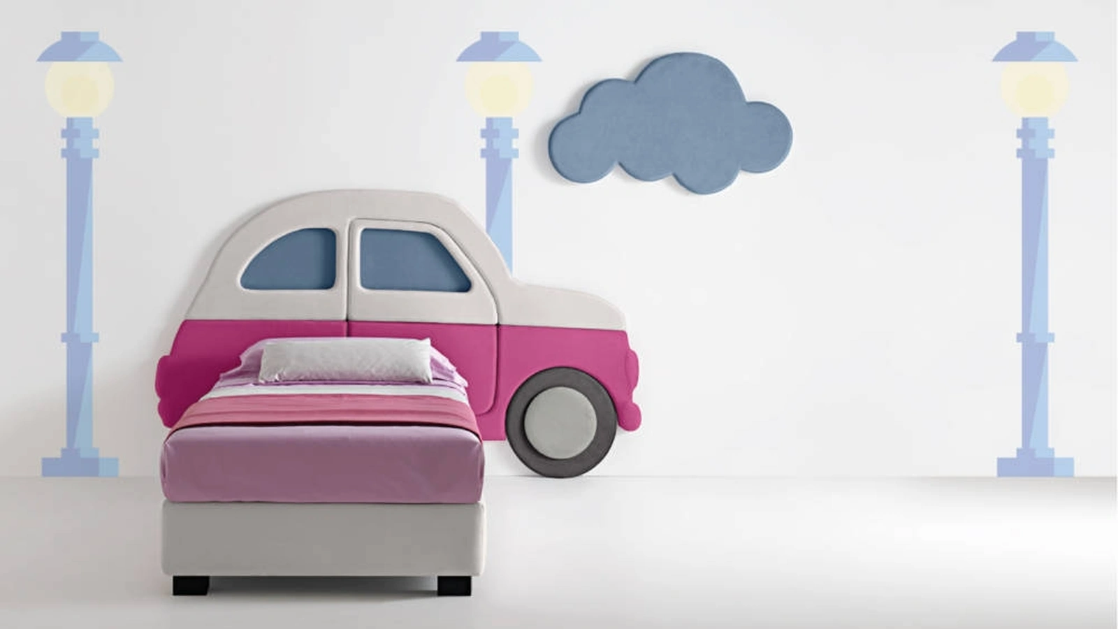 Letto moderno in tessuto per bambini Car di Bside