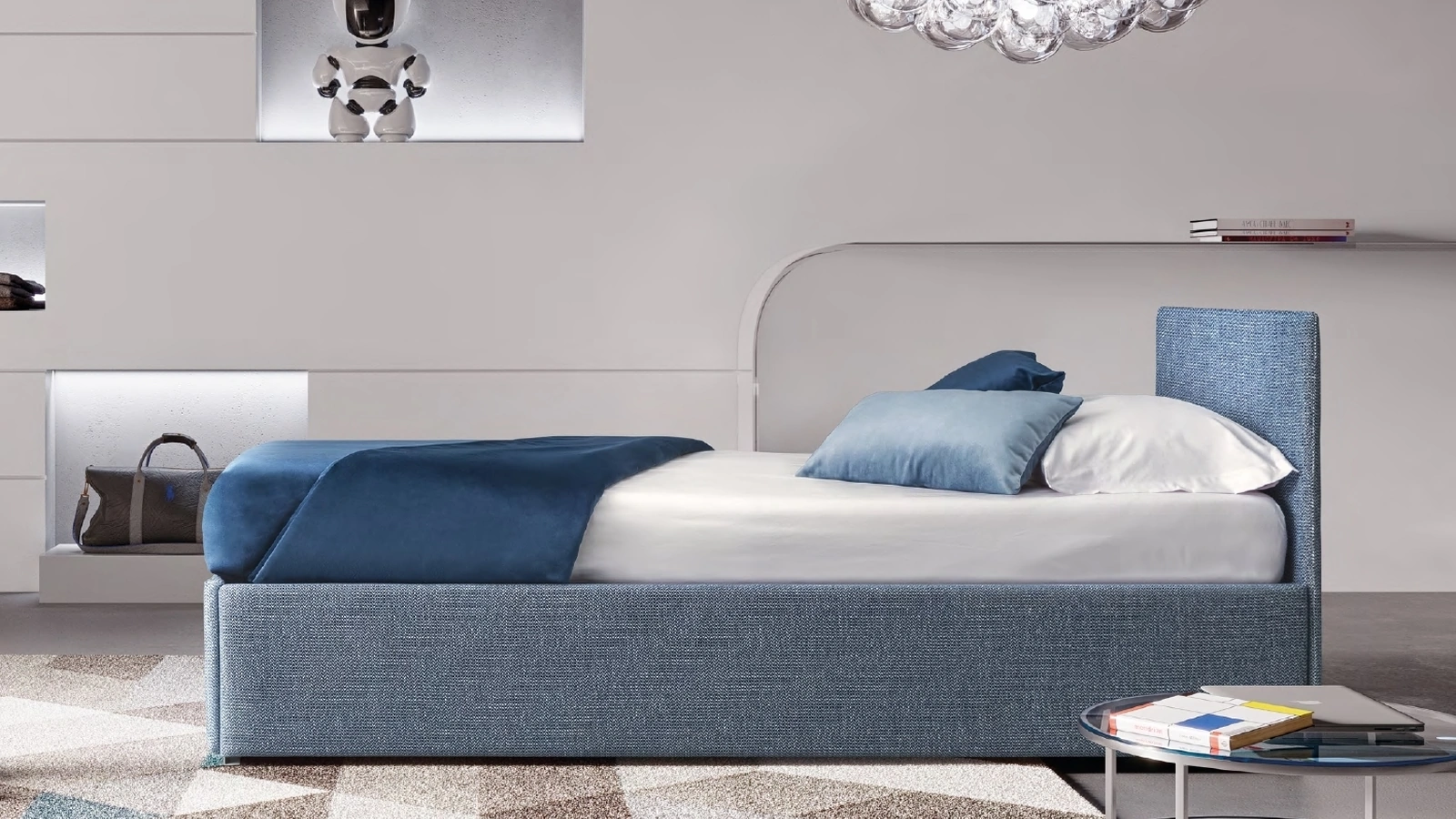 Letto Gelsomino in tessuto con secondo letto estraibile di Le Comfort